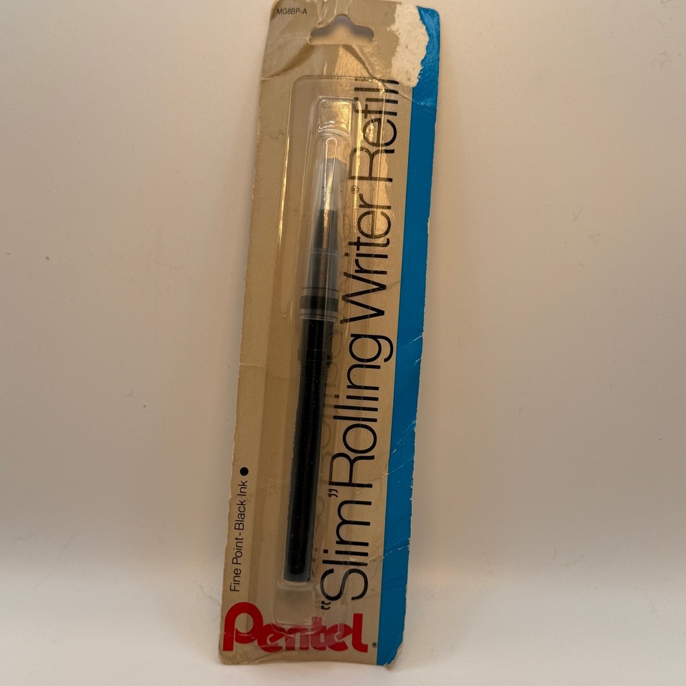 Pentel Slim Rolling Writer Refill Fine Point Black Ink Vintage MG8BP-A Japan